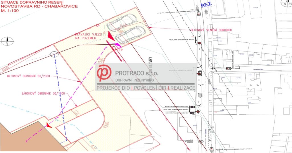 Projektová dokumentace a inženýring pro připojení na komunikaci pro RD a staveništní sjezdy.