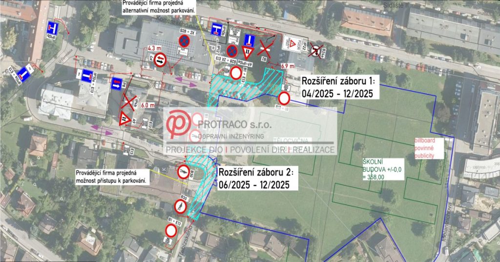 Dopravní inženýring a projekt DIO pro přístavbu základní školy v Říčanech.