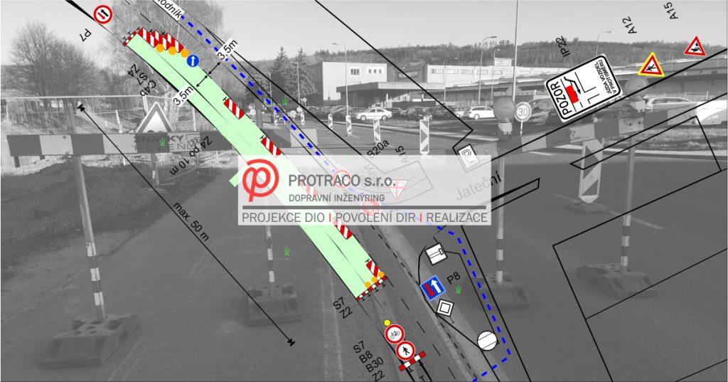 Projekt dopravně inženýrského opatření a instalace přechodného dopravního značení v Klatovech od firmy PROTRACO s.r.o.