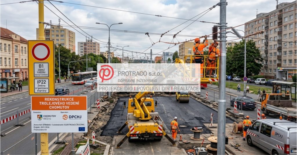 Zpracování a realizace DIO při modernizaci trakčního vedení v Chomutově, ulice Písečná – PROTRACO s.r.o.